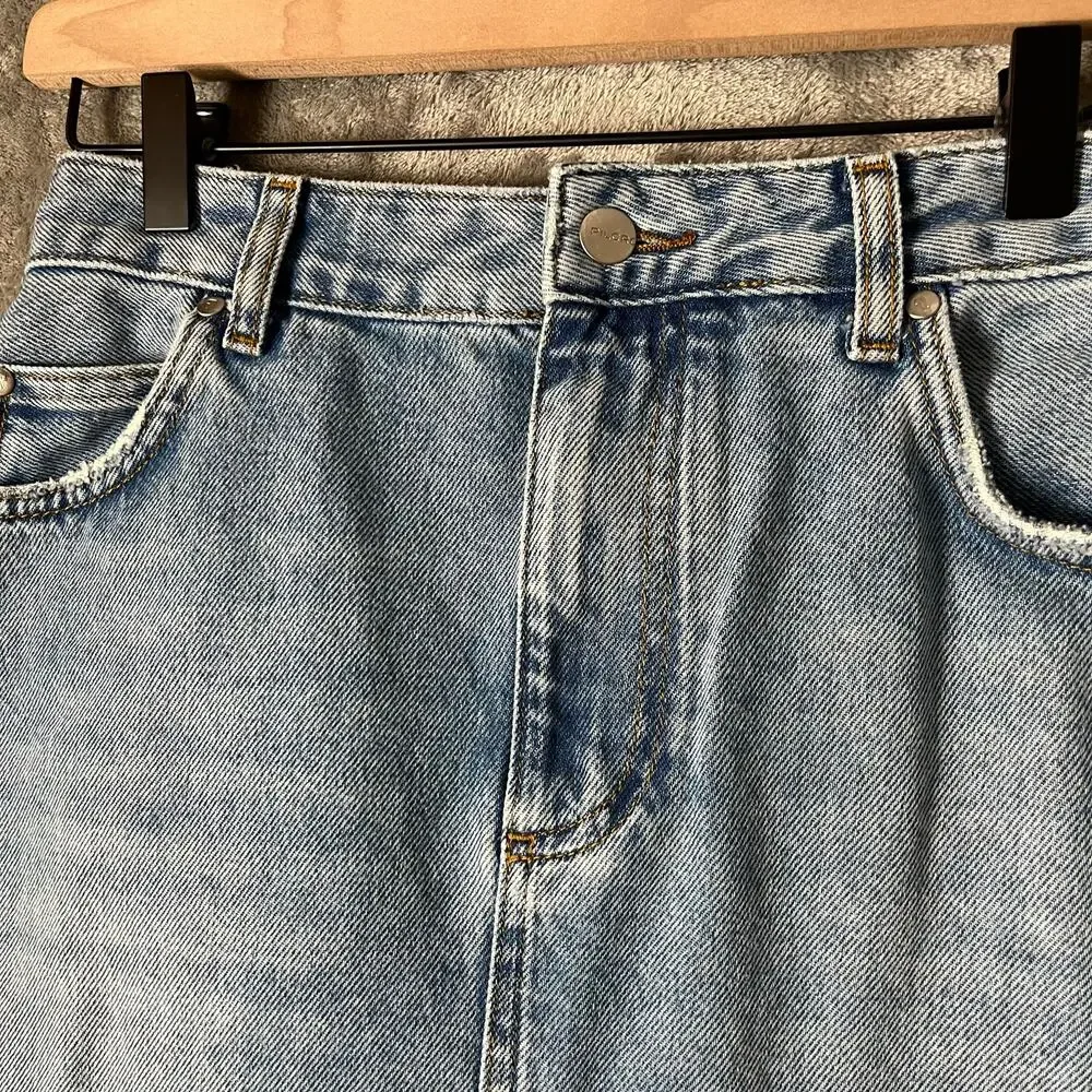 Pilcro‎ Anthropologie Madi Front Slit Denim Maxi Skirt Summer Wash Size 6_8